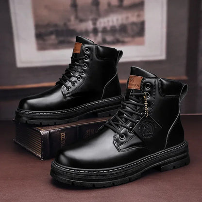 High Top Boots Men's Leather Shoes Fashion