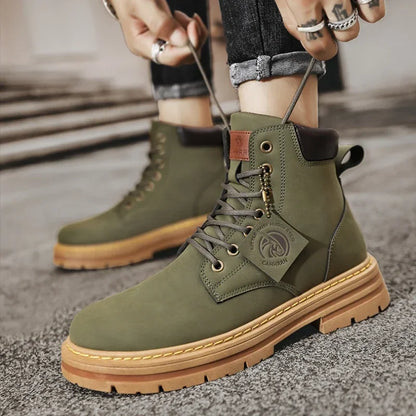 High Top Boots Men's Leather Shoes Fashion