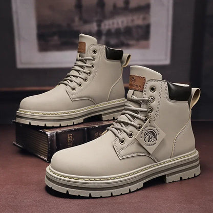 High Top Boots Men's Leather Shoes Fashion